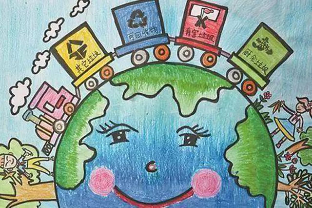 兒童分類垃圾桶怎么畫