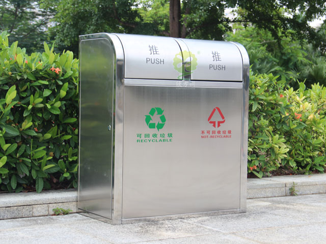 室外不銹鋼搖蓋垃圾箱