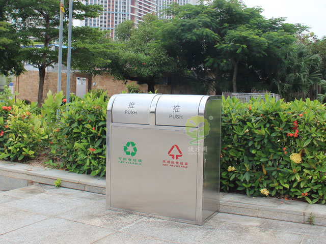 室外不銹鋼搖蓋垃圾箱