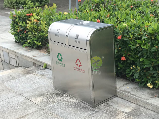 室外不銹鋼搖蓋垃圾箱