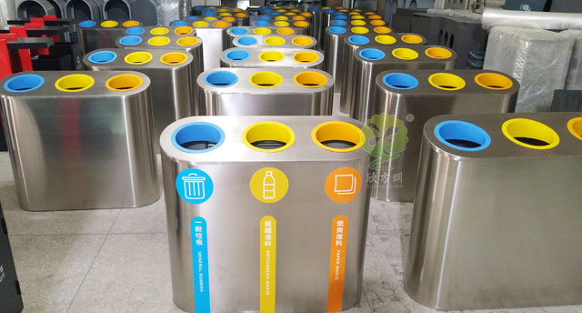 深圳地鐵站三合一不銹鋼垃圾箱