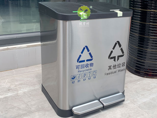 家庭室內不銹鋼3分類垃圾箱