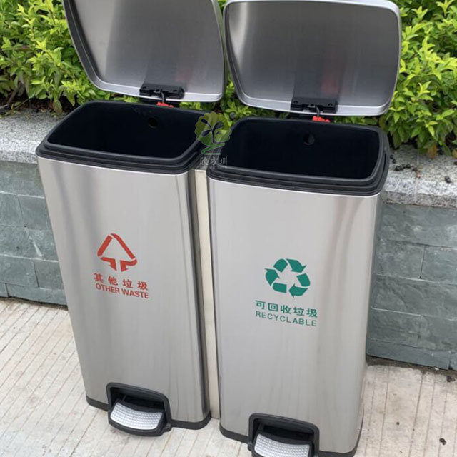 深圳家用分類垃圾箱干濕廚房不銹鋼腳踏密閉環保