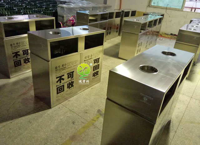 室內(nèi)不銹鋼分類(lèi)垃圾桶