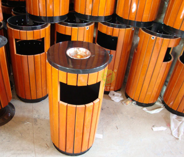 圓形單投口鋼木垃圾筒