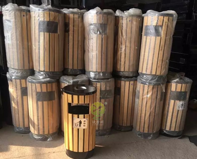 圓形單投口鋼木垃圾筒