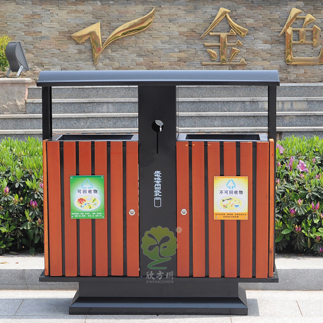 小區(qū)常用分類(lèi)鋼木垃圾桶