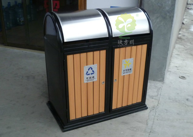 搖蓋式分類(lèi)鋼木垃圾箱