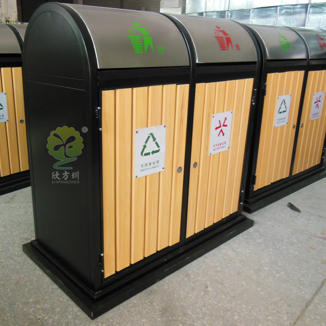 室內(nèi)腳踏式鋼木垃圾桶