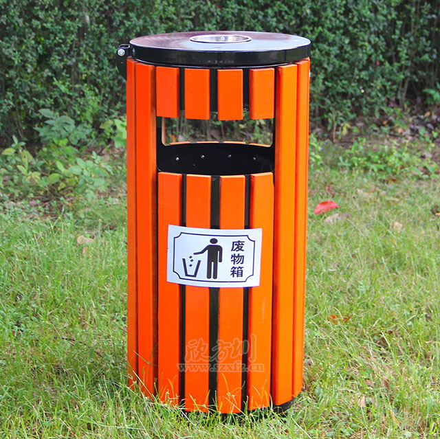 圓形鋼木垃圾桶