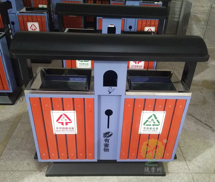 戶外景區分類鋼木垃圾箱