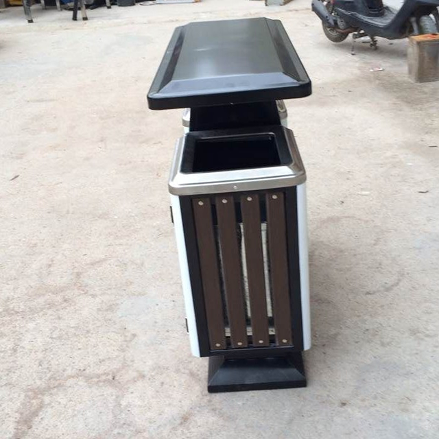 物業雙分類鋼木垃圾桶