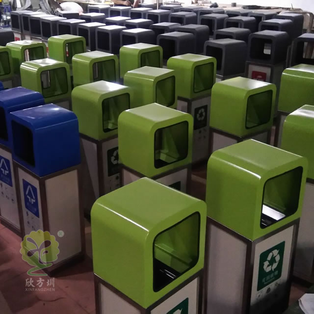 商場組合式四分類鋼制垃圾桶