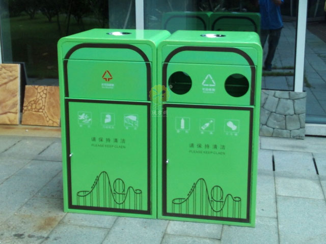 戶外景區方形鋼制垃圾箱