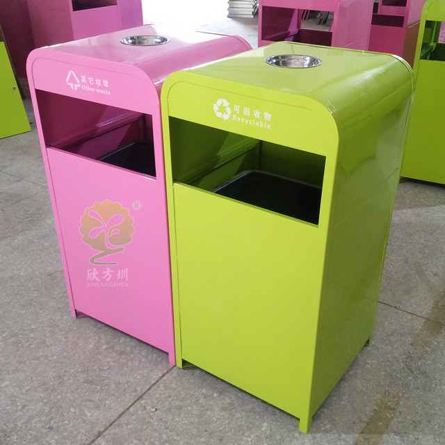 街道噴塑兩分類鋼制垃圾箱